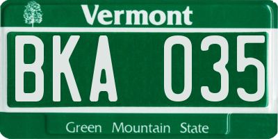 VT license plate BKA035