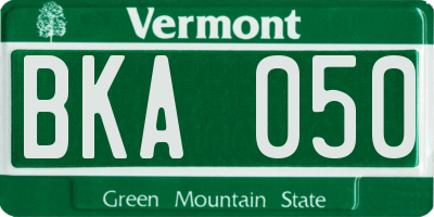 VT license plate BKA050