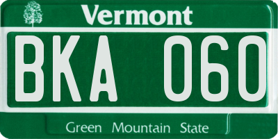 VT license plate BKA060