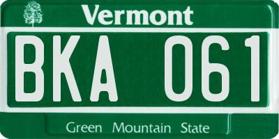 VT license plate BKA061