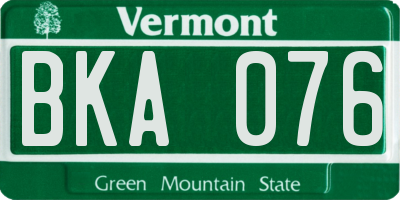 VT license plate BKA076