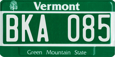 VT license plate BKA085