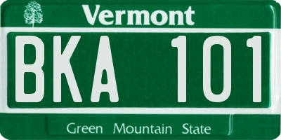 VT license plate BKA101