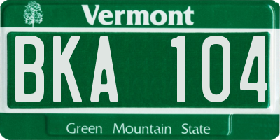 VT license plate BKA104