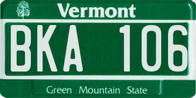 VT license plate BKA106