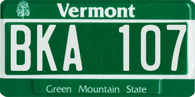 VT license plate BKA107