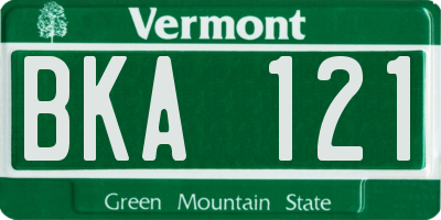 VT license plate BKA121