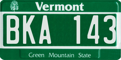 VT license plate BKA143