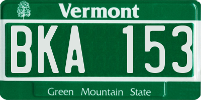 VT license plate BKA153
