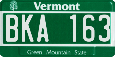 VT license plate BKA163