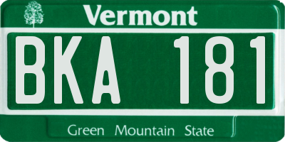 VT license plate BKA181