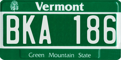 VT license plate BKA186