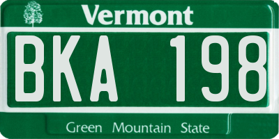 VT license plate BKA198