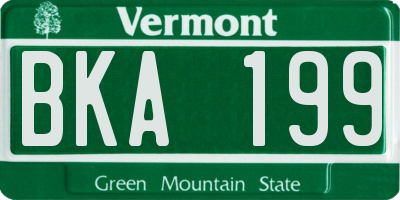 VT license plate BKA199