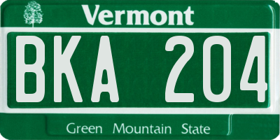 VT license plate BKA204