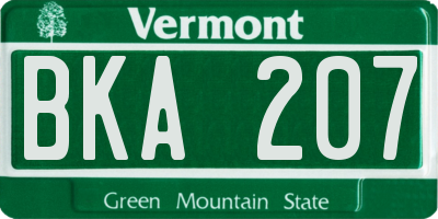 VT license plate BKA207