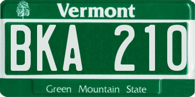 VT license plate BKA210