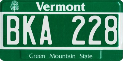 VT license plate BKA228