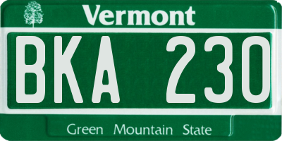 VT license plate BKA230