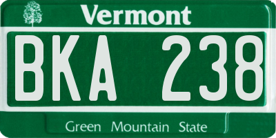 VT license plate BKA238