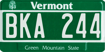 VT license plate BKA244