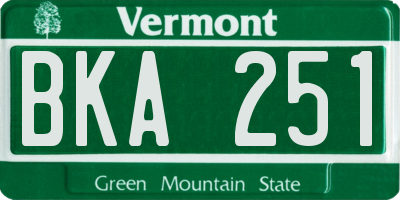 VT license plate BKA251