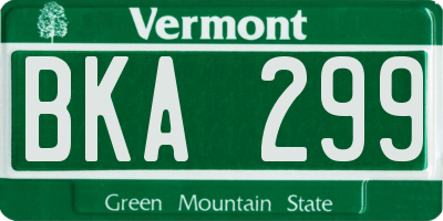 VT license plate BKA299
