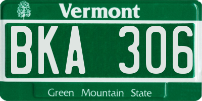 VT license plate BKA306