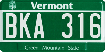 VT license plate BKA316