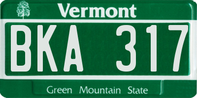VT license plate BKA317