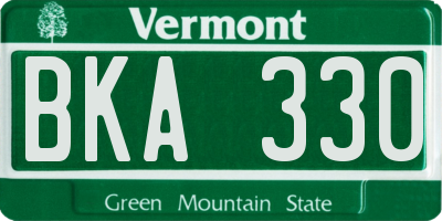 VT license plate BKA330