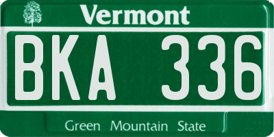 VT license plate BKA336