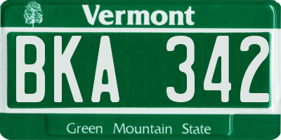 VT license plate BKA342