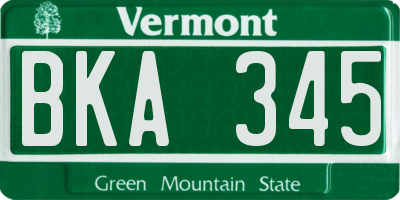 VT license plate BKA345