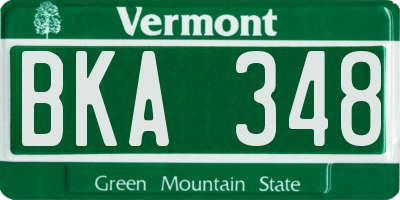VT license plate BKA348