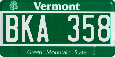 VT license plate BKA358