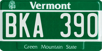 VT license plate BKA390