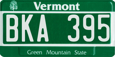 VT license plate BKA395