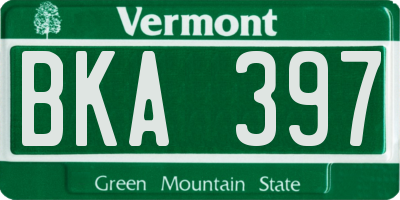 VT license plate BKA397