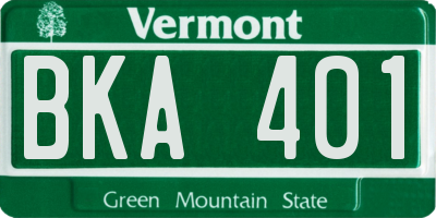 VT license plate BKA401