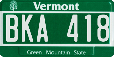 VT license plate BKA418