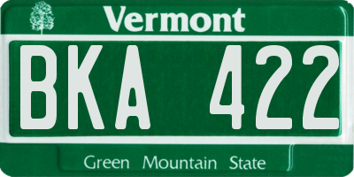 VT license plate BKA422