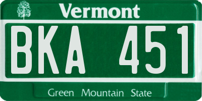 VT license plate BKA451