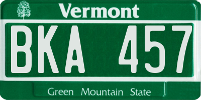 VT license plate BKA457