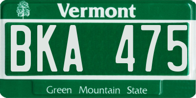 VT license plate BKA475