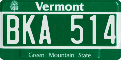 VT license plate BKA514