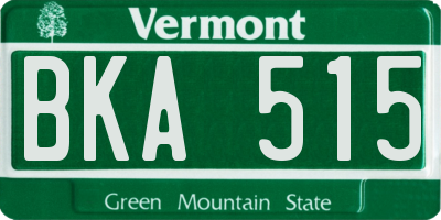 VT license plate BKA515
