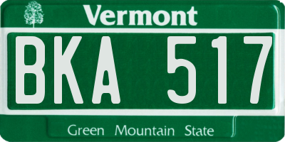 VT license plate BKA517