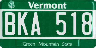 VT license plate BKA518