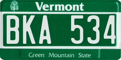VT license plate BKA534